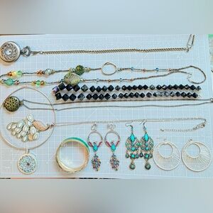 Vintage peacock tone statement jewelry lot